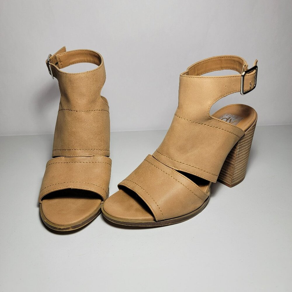 Dolce Vita Brista Brown Faux Leather Stacked Heel Ankle Strap Sandals Size 8.5